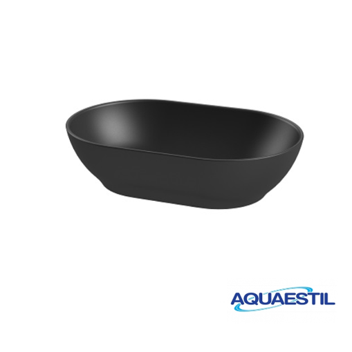 Slika UMIVAONIK NADGRADNI AQAUESTIL 61x39x14 TITAN LONG ROUND CRNI SJAJ