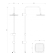 Slika NOSAČ TUŠA MINOTTI PRAVOKUTNI SET KROM-CRNI (RUŽA FI 210mm)