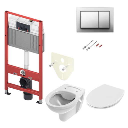 Slika SET TECEbase 4/1 - MODUL+ VODOKOTL. + WC ŠKOLJKA + TIPKA KROM SJAJ