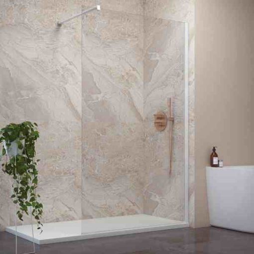 Slika TUŠ STIJENA ZENITH WALL 100 BIJELI MAT/PROZIRNO