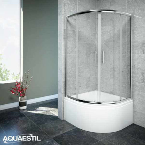 Slika TUŠ KABINA LAGUNA 90x90x155 POLUKRUŽNA ZA ČIKOLU SILVER/PROZIRNO