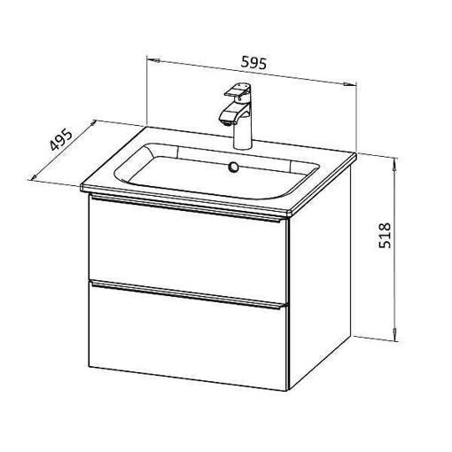 Slika BAZA S UMIVAONIKOM SFERA 60x50x52 - halifax tabak