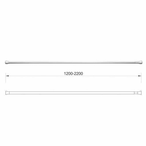 Slika NOSAČ TUŠ ZAVJESE 1200-2200 RAVNI BIJELI