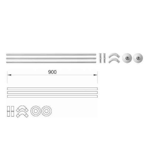 Slika NOSAČ TUŠ ZAVJESE KUTNI BIJELI - 3 nosača po 90cm