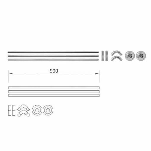 Slika NOSAČ TUŠ ZAVJESE KUTNI KROM - 3 nosača po 90cm