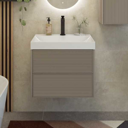 Slika BAZA S UMIVAONIKOM MYRA 60x50,5x52 cm – 3D REBRASTO BEŽ