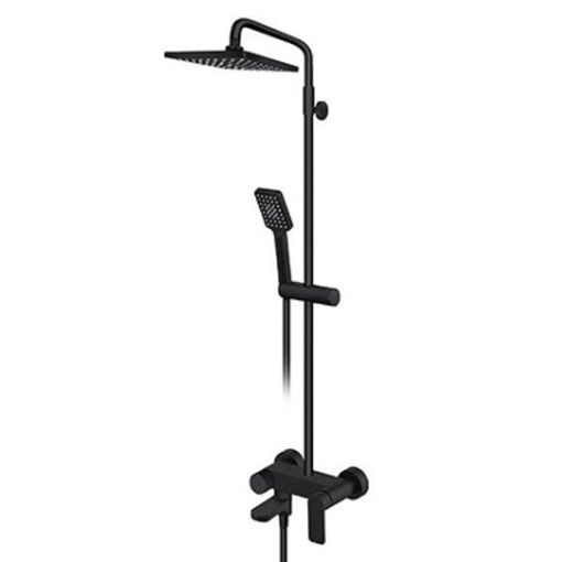 Slika USPONSKI TUŠ ROSAN S2 BLACK SA MIJEŠALICOM I IZLJEVOM UWLA 6 L/MIN (RUŽA 220x220mm)