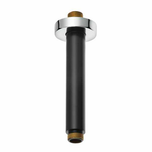 Slika KOLJENO STROPNO ZA TUŠ RUŽU KLUDI A-QA 150 MM CRNO S OKRUGLOM KROM ROTETOM