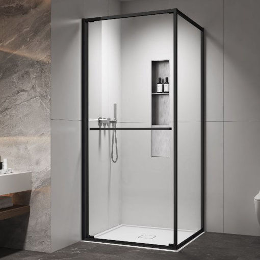 Slika TUŠ KABINA COPEN ATLAS PRO 1V 90x90x200 KVADRATNA CRNI MAT/PROZIRNO 6MM