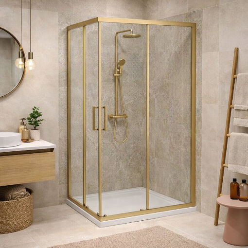 Slika TUŠ KABINA COPEN ATLAS PRO 90x90x195 BRUŠENO ZLATO/PROZIRNO