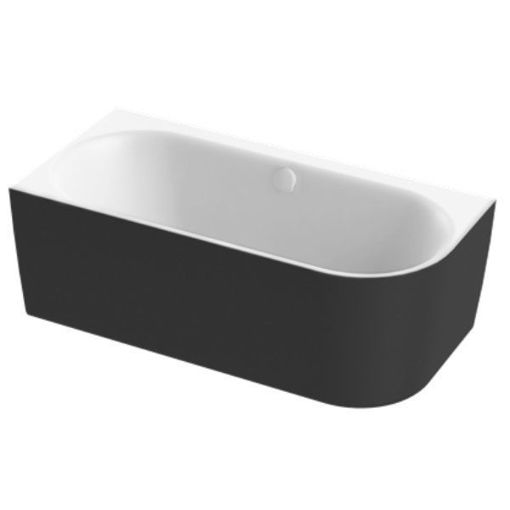 Slika KADA METAURO FREE CORNER 160x75cm SLOT BIJELA/CRNA MAT DESNA SAMOPUNJENJE