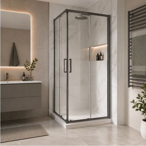 Slika TUŠ KABINA COPEN ATLAS PRO 90x90x195 GUN METAL/PROZIRNO