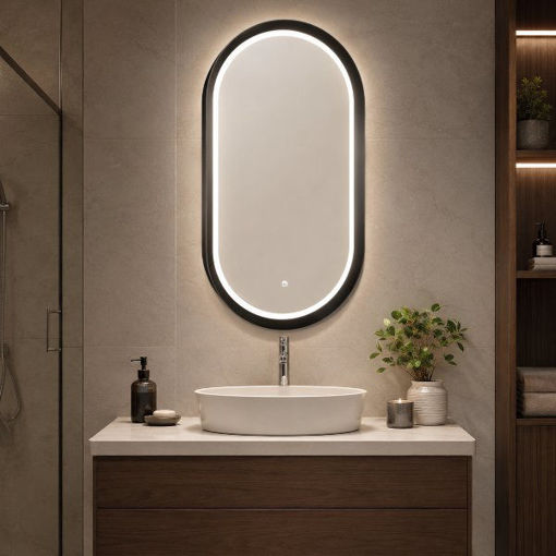 Slika OGLEDALO COPEN 50x90 ALU OKVIR MAT CRNI LED 2700–6500K