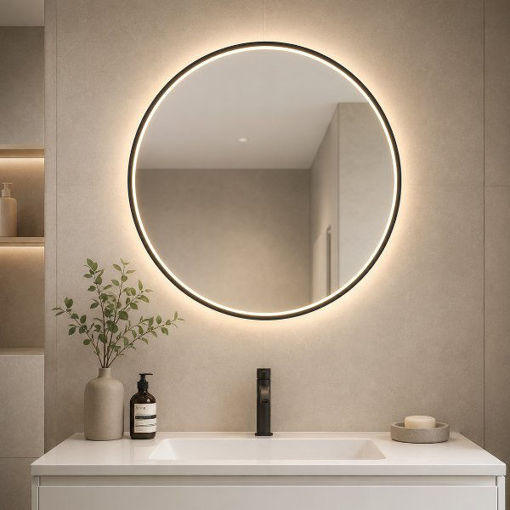 Slika OGLEDALO JANNT FI 60 OKRUGLO LED 3500K CRNI OKVIR