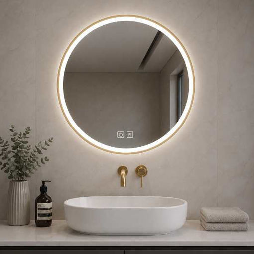 Slika OGLEDALO PROSPERUS FI 58 OKRUGLO LED TOUCH & FOG FREE ZLATNI OKVIR