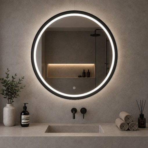 Slika OGLEDALO COPEN FI 80 ALU OKVIR MAT CRNI LED