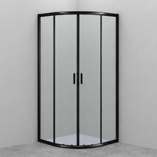 Slika TUŠ KABINA MB SLIDE R90x202 CM POLUKRUŽNA KLIZNA CRNI/PROZIRNO 6 MM