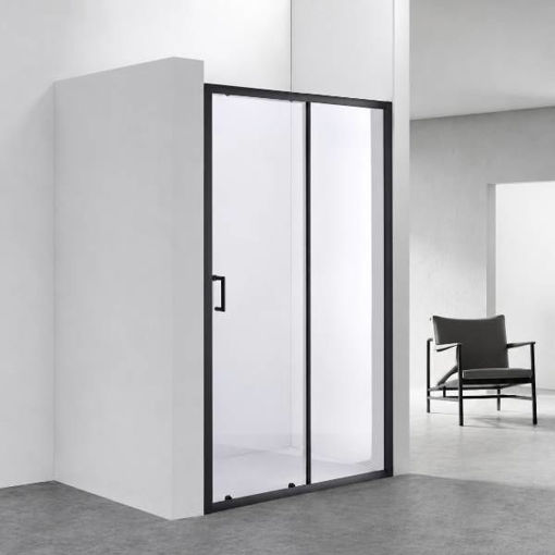 Slika TUŠ VRATA MB SLIDE 130x200 ZA NIŠU CRNI/PROZIRNO 6 MM