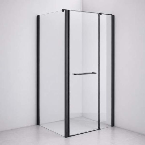 Slika TUŠ KABINA MB TAILOR 90x80 CM CRNI/PROZIRNO 8 MM OKRETNA VRATA